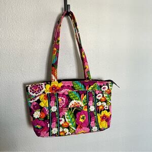 Vera Bradley Pink Orange Yellow Floral Print Shoulder Tote Bag